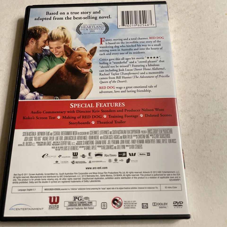 Red Dog (DVD, 2011) Josh Lucas, Rachael Taylor, Koko) - Image 2 of 2