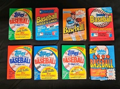 Lot Of 8 Baseball Wax Packs 1987-1990 Unopened In Great condition