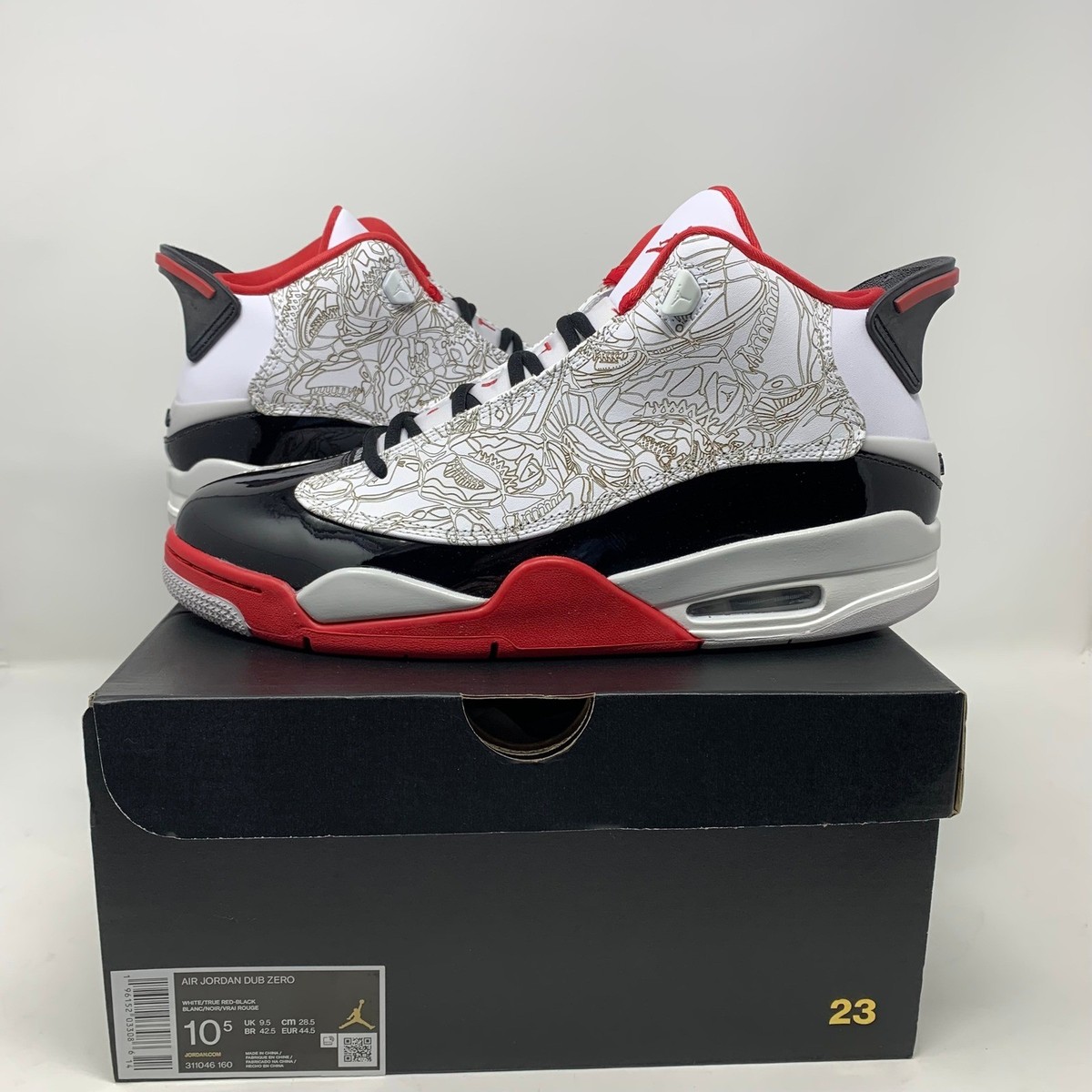 Air Jordan Dub Zero Mens Size 10.5 White Red Black  display picture 2