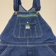 Liberty Denim Bib Coveralls 38 X 30 Quality Denim Green Accent Stitching Zip