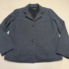 Talbots Women s Med Black Grey Houndstooth Three Button Jacket Blazer