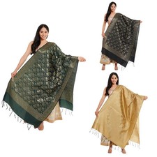 Indian Banarasi Dupatta Woven Zari Brocade Long Stole Scarves Shawl For wedding