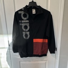 adidas Men's Colorblock Hooded Lightweight Full Zip Windbreaker Jacket M