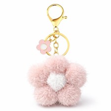 Flower Keychain Floral Keychains Bag Charms for with White Center and Gold-...