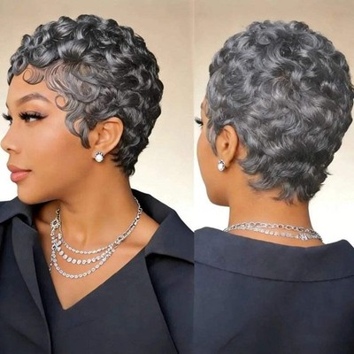 Human Hair Pixie Curly Wave Wig