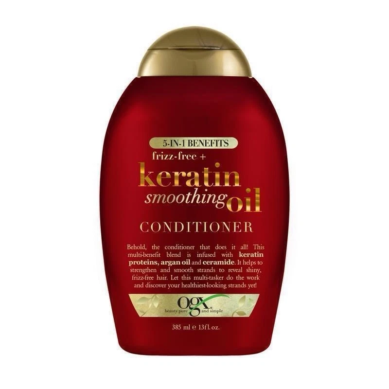 OGX Frizz Free Keratin & Argan Oil Smoothing Oil Conditioner 3 x 385ml - Image 2 of 2