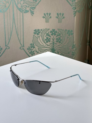 DIOR FLASH Rimless Tined Black / Blue Sunglasses Y2K