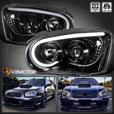 Jet Balck Fits 2004-2005 Subaru Impreza Wrx Led Tube Projector Headlights Lamps