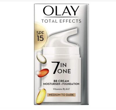 BRANDED Olay Total Effects SPF15 BB Day Face Cream, Medium to Dark 7-In-1 Skin Care Mois