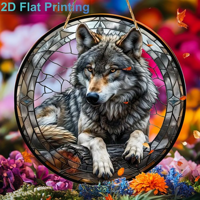 #ad #ad Wolf in Flowers Acrylic Suncatcher Wild amp; Soft Home Window Hanging Decoration $10.70
