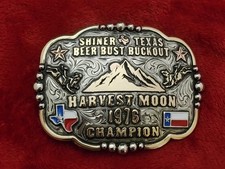 Rodeo Champion 1976 Beer Bull Riding TROPHY BUCKLE Shiner Texas VINTAGE RARE 364