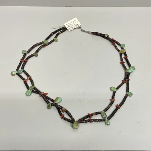 Vintage Navajo Necklace - Sterling Silver, Turquoise and Coral
