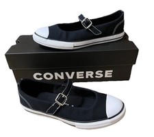 Converse Chuck Taylor All Star Youth Size 2 Black Dainty Mary Janes NEW In Box