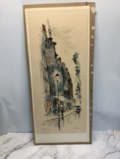 Vintage Framed John Haymson Print / Lithography Titled "Left Bank Paris”