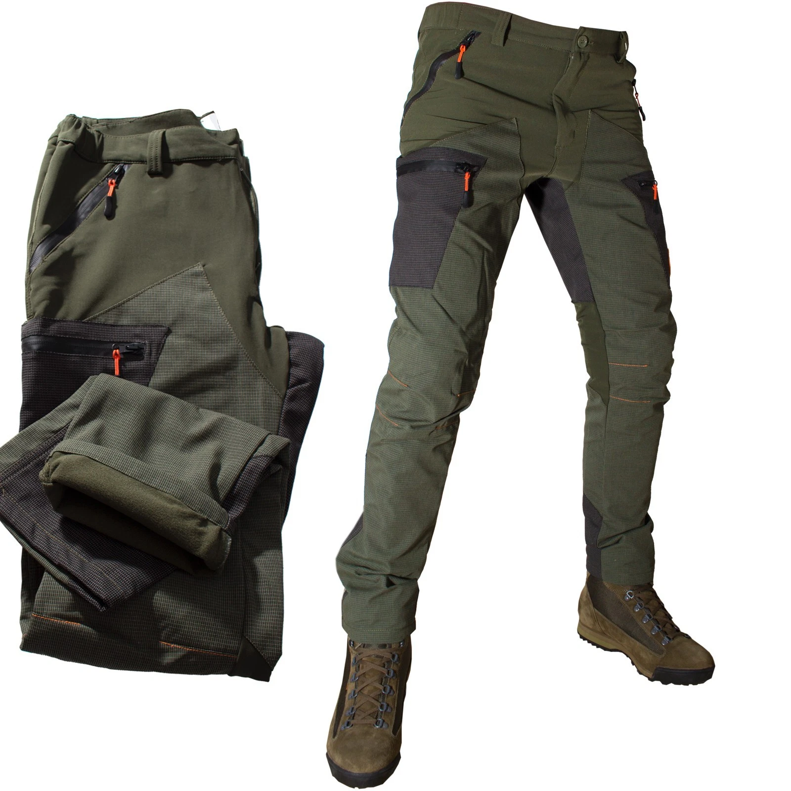Men's Hunting Trekking Winter Pants Technical Fabric Anti-Tear Elastic