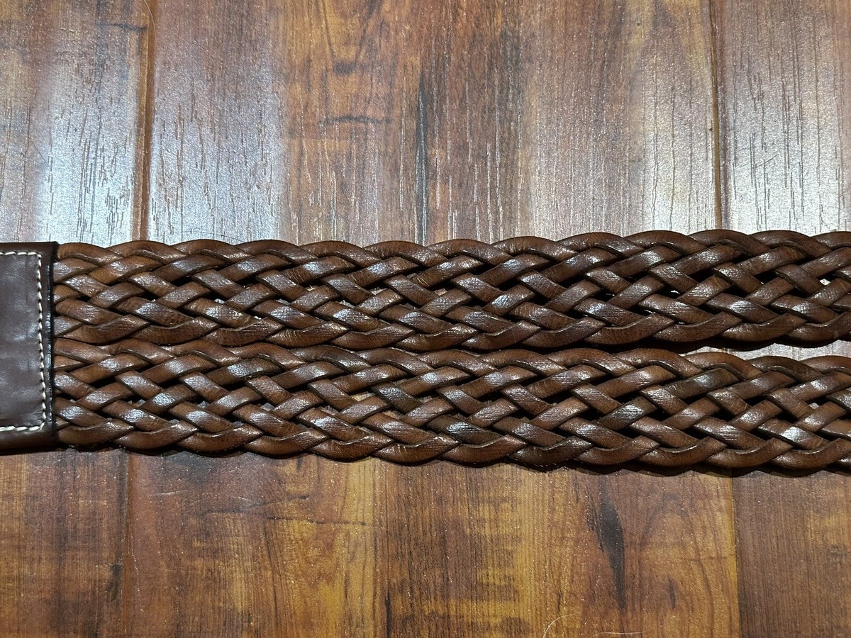 Vintage Doppia Vita Made in Italy Brown Woven Leather Belt w 