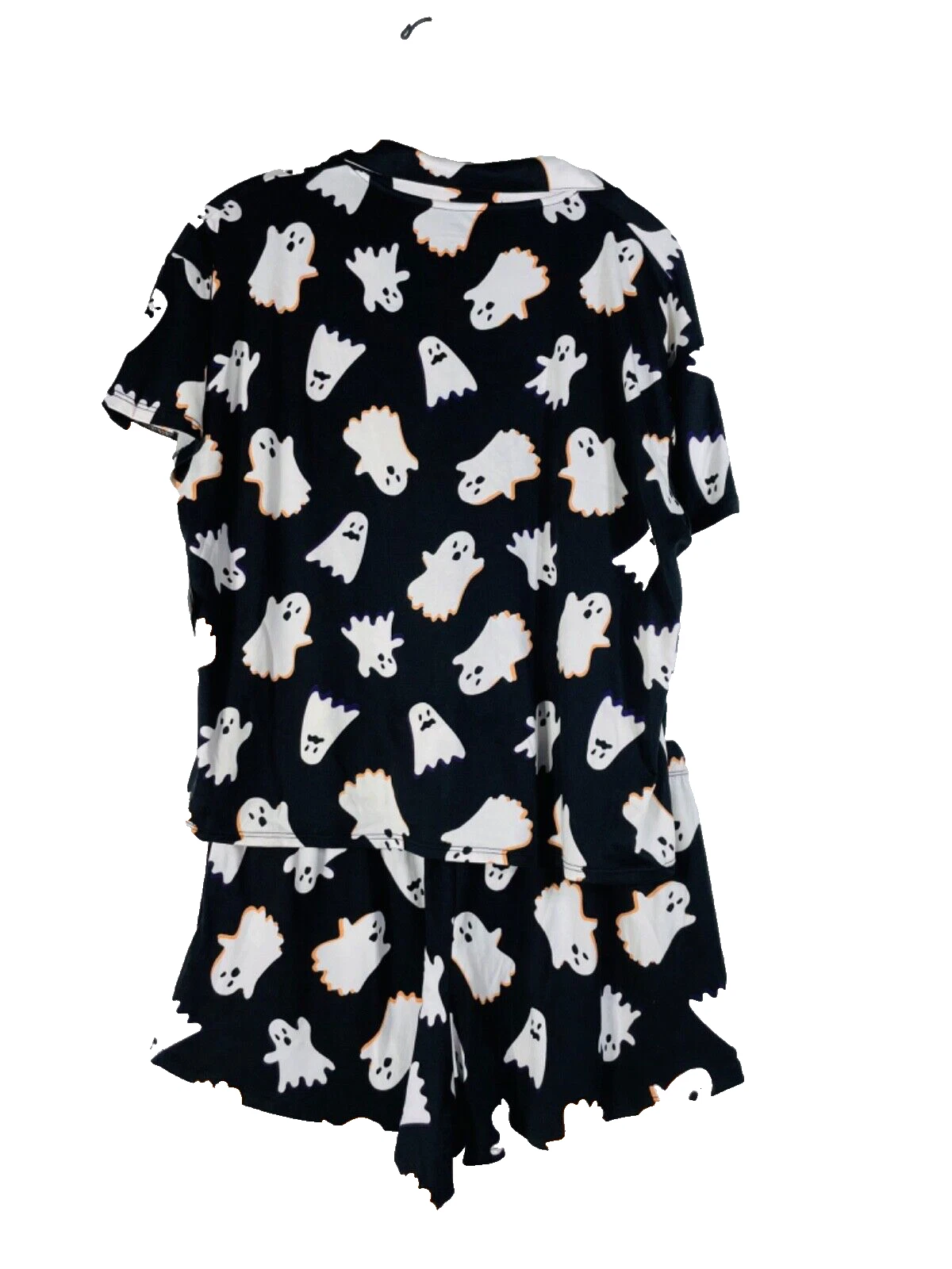 Womens Ghost Print 2-Piece Pajama Set Large 12-14 Top & Shorts