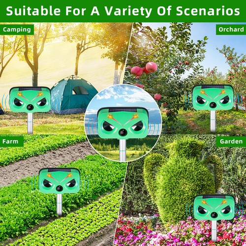 Upgraded Solar Animal Repeller Ultrasonic Motion Sensor Dog Cat Skunk Deer-NEW - Picture 10 of 14