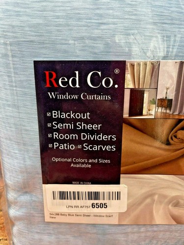 Red Co. Semi Sheer Baby Blue Window Scarf, 54 by 288 Inches Long, Decorative - Picture 2 of 7