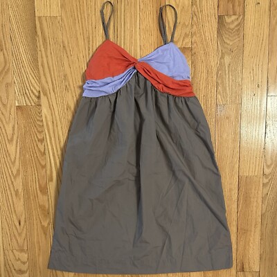 Anthropologie LILKA Color Block Slip Baby Doll Dress S pixie orange purple gray