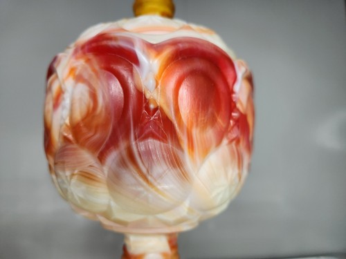 Red Slag Glass Candy Dish - Imperial Glass - 1920s 1930s - 8.5" Tall - Picture 3 of 12