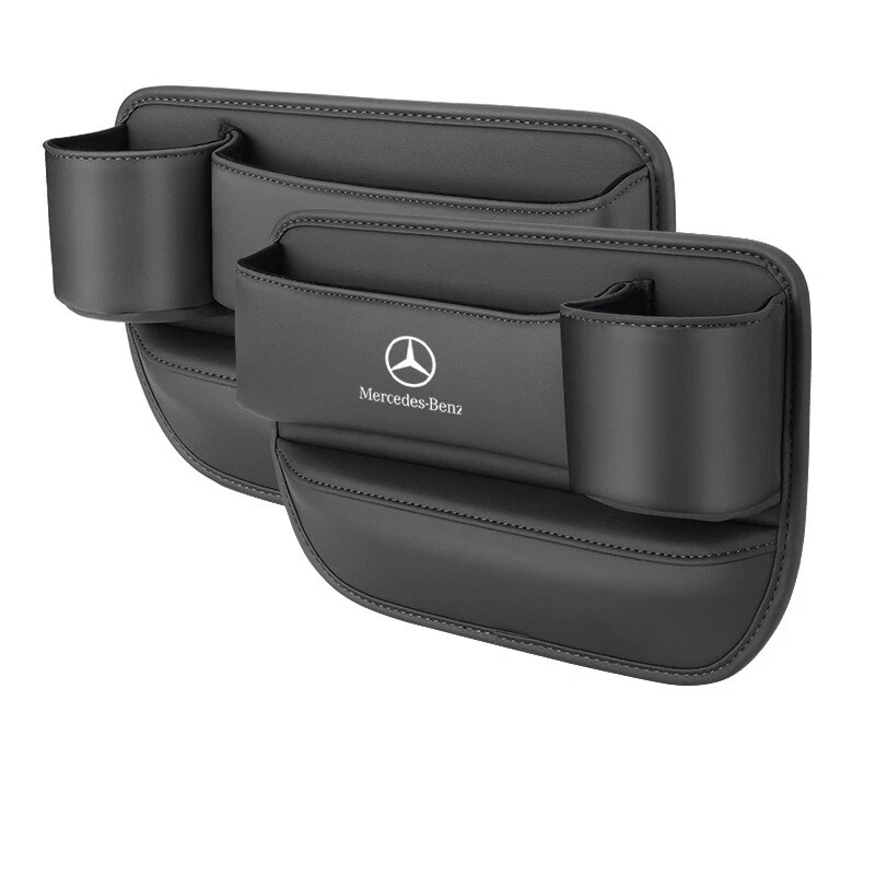 2PC Car Seat Gap Filler Storage Box Cup Holder Organizer for Mercedes Benz Black - Image 3 of 4