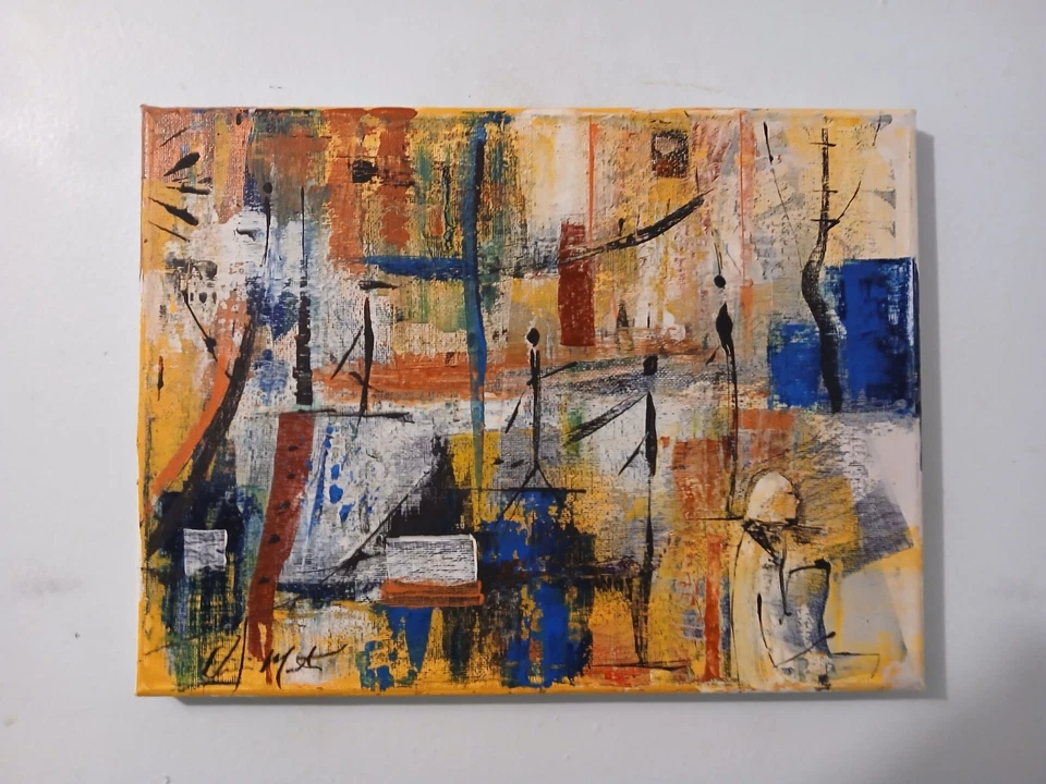 Cuadro acrílico abstracto original sobre lienzo "Previamente supuesto #2" Foto 4 de 4