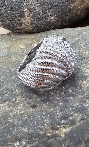 Judith Ripka CZ Wide Band Ring Heavy, Nice! Size 5 ~ 13.89 Grams!!! - Picture 7 of 8