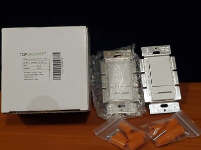 (2) TOPGREENER 120VAC Decorator Dimmer Switch Single Pole 3 Way LED TGDMDS-120