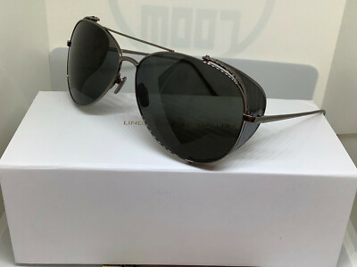 Linda Farrow Sunglasses Gunmetal Grey Linda Farrow FINN LFL1413 C2 Oval Black/Matte Nickel  main image 2