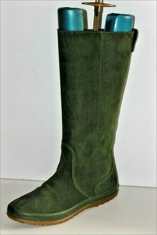 Fornarina Mid Boots Suede Green Hunting Heels Flats T 36 Very Good