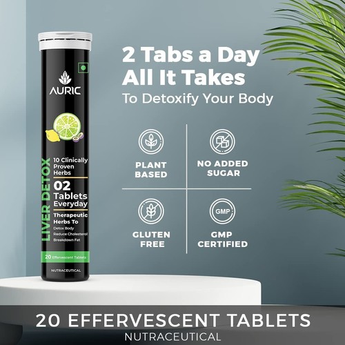Auric Liver Detox Effervescent | Plant Based Liver Support Supplement 60 Tab - Picture 5 of 8