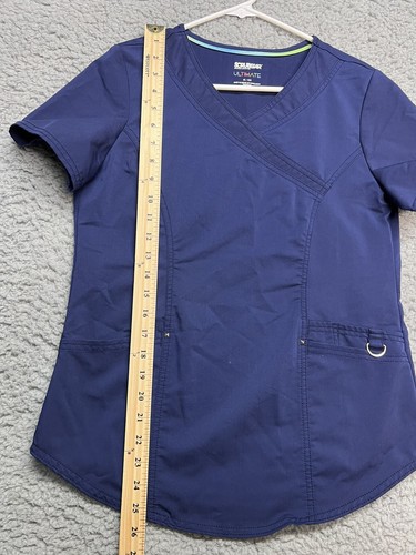 SCRUBSTAR ULTIMATE WOMENS performance “INDIGO” NAVY BLUE SCRUBS TOP SZ XS - Picture 3 of 11