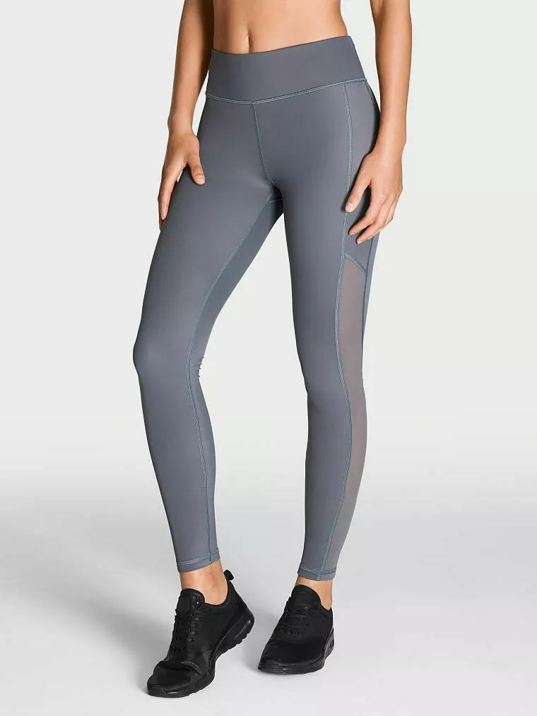 Victoria's Secret Sport Knockout Capri Leggings MidRise Strappy Grey M