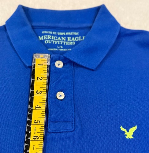 AMERICAN EAGLE BLUE ATHLETIC FIT POLO SHIRT 100% COTTON SIZE LARGE - Picture 9 of 16
