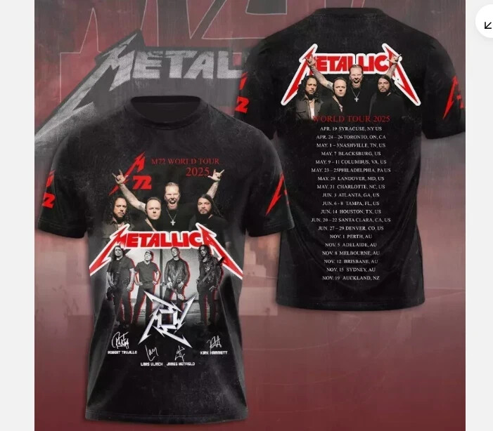 Metallica M72 World Tour 2025 3D Band T-Shirt - All Sizes Available