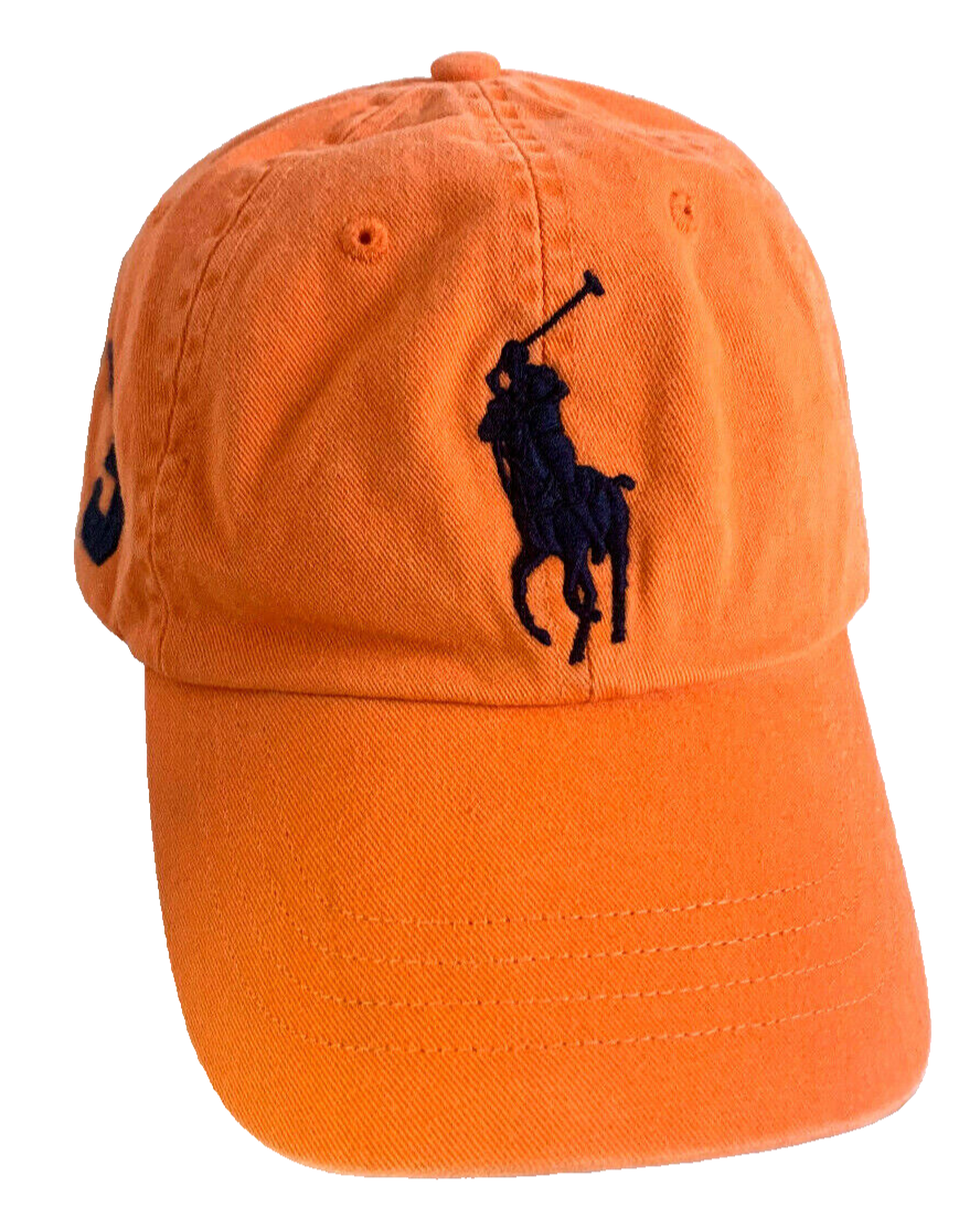 NUOVA POLO Ralph Lauren Uomo BIG PONY Cappello Sportivo Regolabile Cappello Resort Arancione Navy