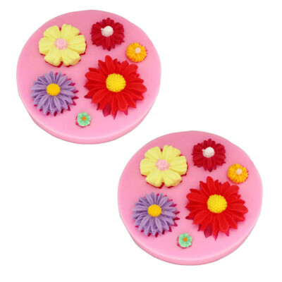 2x Silikonform Gänseblümchen 3D Deko Blumen Kuchen Pasta Cake Design
