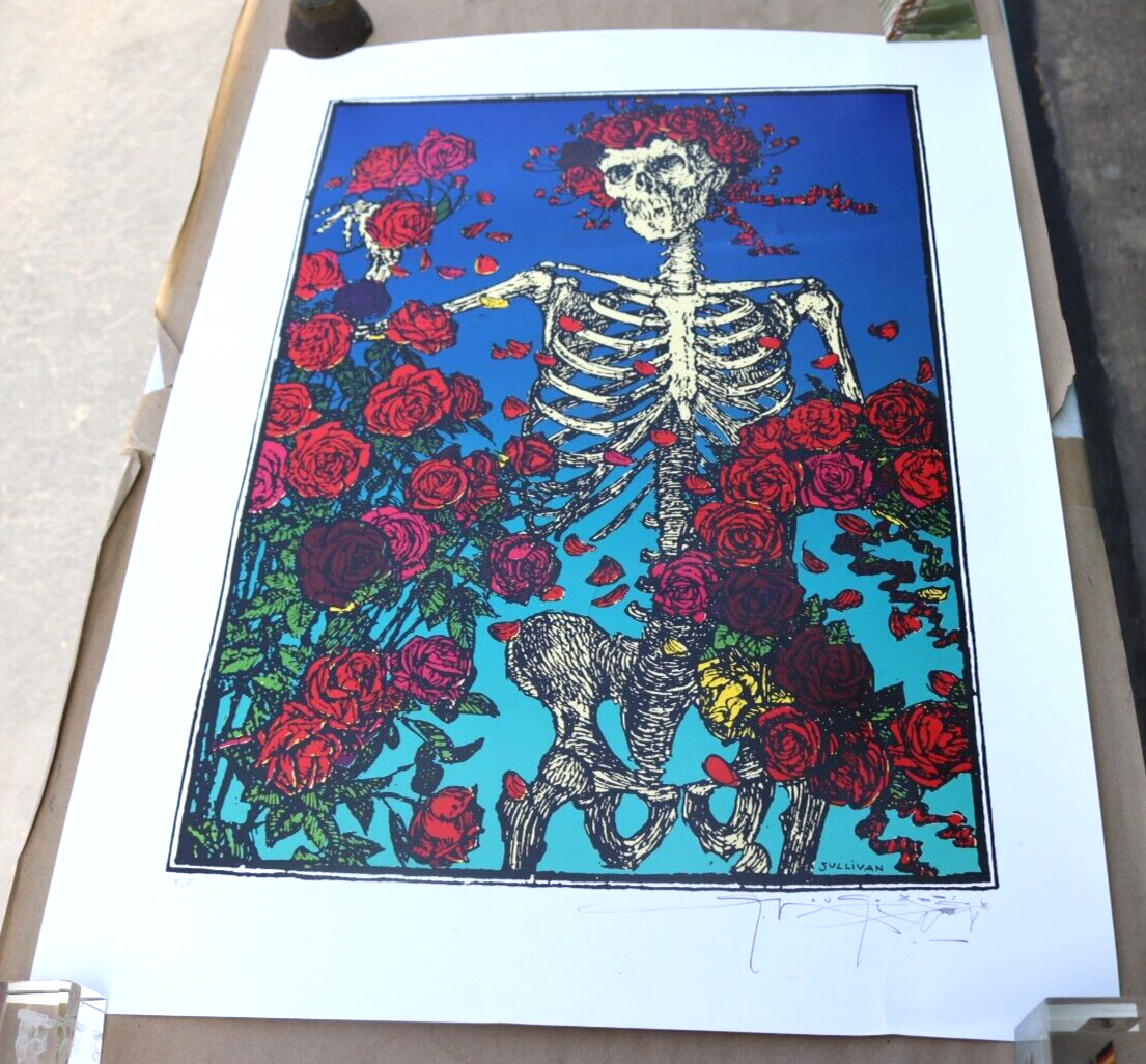 GRATEFUL DEAD SKELETON & ROSES POSTER PRINT ART SIGNED STANLEY