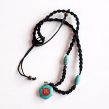 Hexagonal Turquoise Tibetan Om Pendant