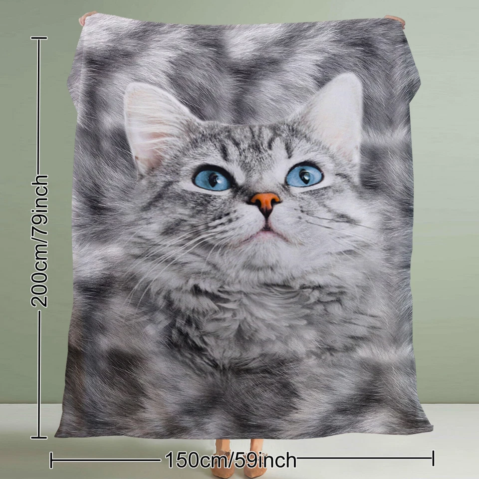 Manta de terciopelo de franela gris gato manta súper suave para sofá cama 60"x80"  Foto 3 de 4