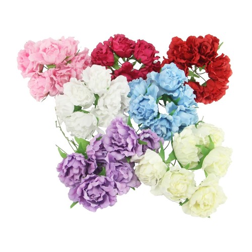 Soft Touch Bunch of 6 Frilly Flowers - Small Crafts Cards Scrapbooking - Picture 2 of 9