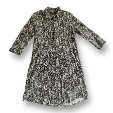 MG Originals Black/White Floral Print Button Shirtdress Women's Size L Office