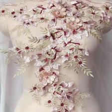 3D Broderie Applique Fleur Perlé Dentelle Tulle Bordure Mariage Fête Robe Décor