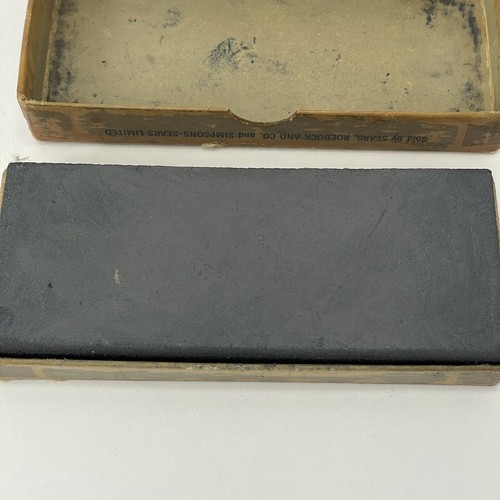 SEARS Pietra per affilare combinata artigianale 64401 scatola originale vintage 3/4x2x5 - Foto 7 di 11