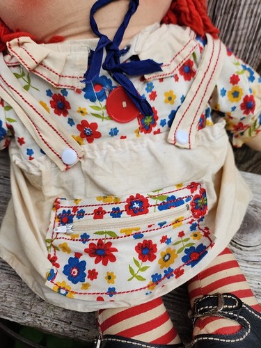Vintage 1960er Jahre Raggedy Ann Puppe 18" Teach & Play mit Outfit & Schuhen HTF Knickerbocker - Bild 17 von 17
