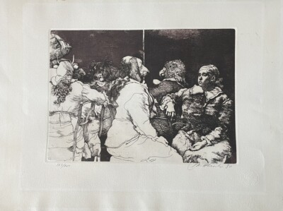 Con el burro - grabado - 29x39 cms 167/200 Manuel Alcorlo Etching 1980