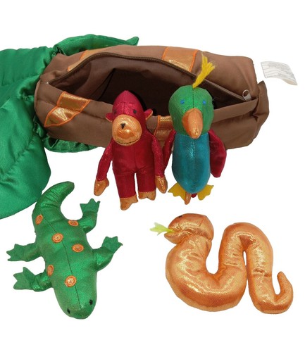 Pier 1 Palm Tree House Satin Playset With Gecko Snake Parrot & Monkey