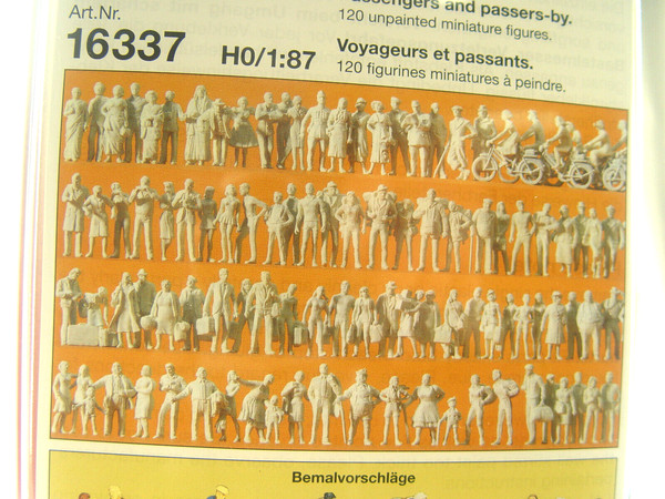 Reisende Und Passanten 120 Stck. Preiser Ho Figuren 1:87 Unbemalt 16337 #E-image