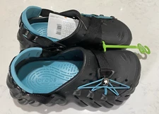 CROCS  Limited Edition Echo Lockdown Mens Bungee Cord  Black Blue Clogs